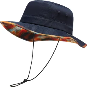 UPF 50  Foldable Sun Hat Patterned Under Brim Bucket Hats for Summer Hiking Fishing Beach Safari Men Women