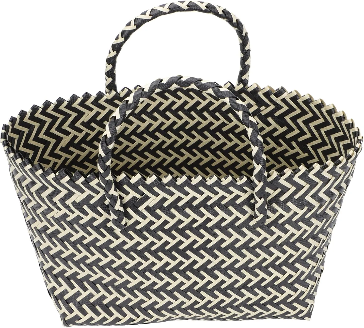 Urban Striped Bag Plastic Women Handbags Large Tote Bag Purse for Women