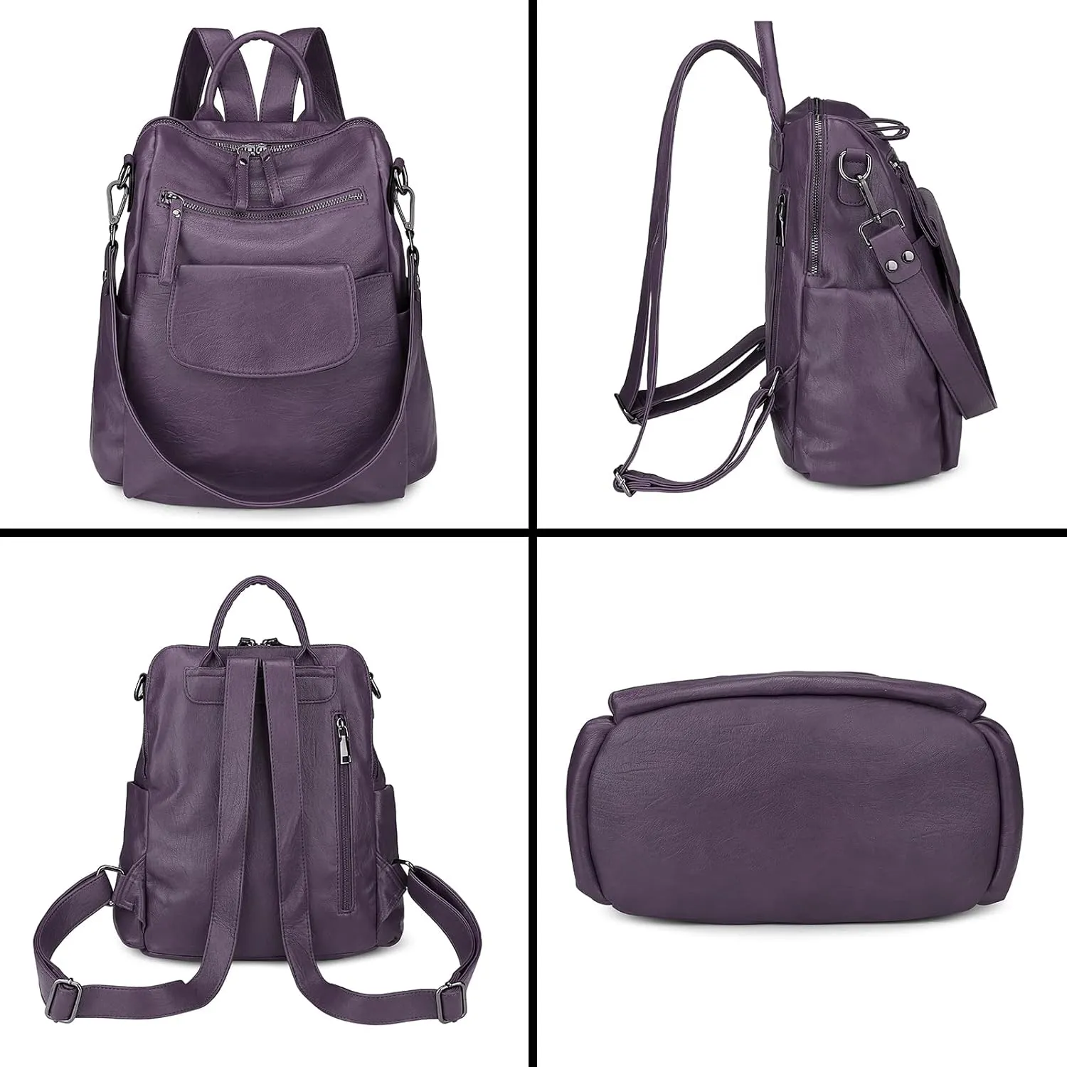 Uromee Backpack Purse for Women Vegan Leather Ladies Fashion Travel Shoulder Bag Convertible
