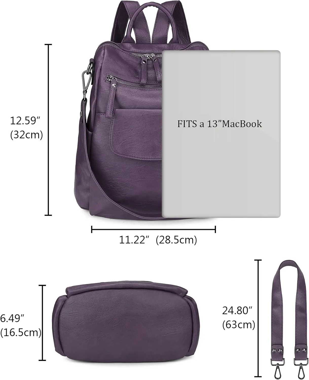 Uromee Backpack Purse for Women Vegan Leather Ladies Fashion Travel Shoulder Bag Convertible