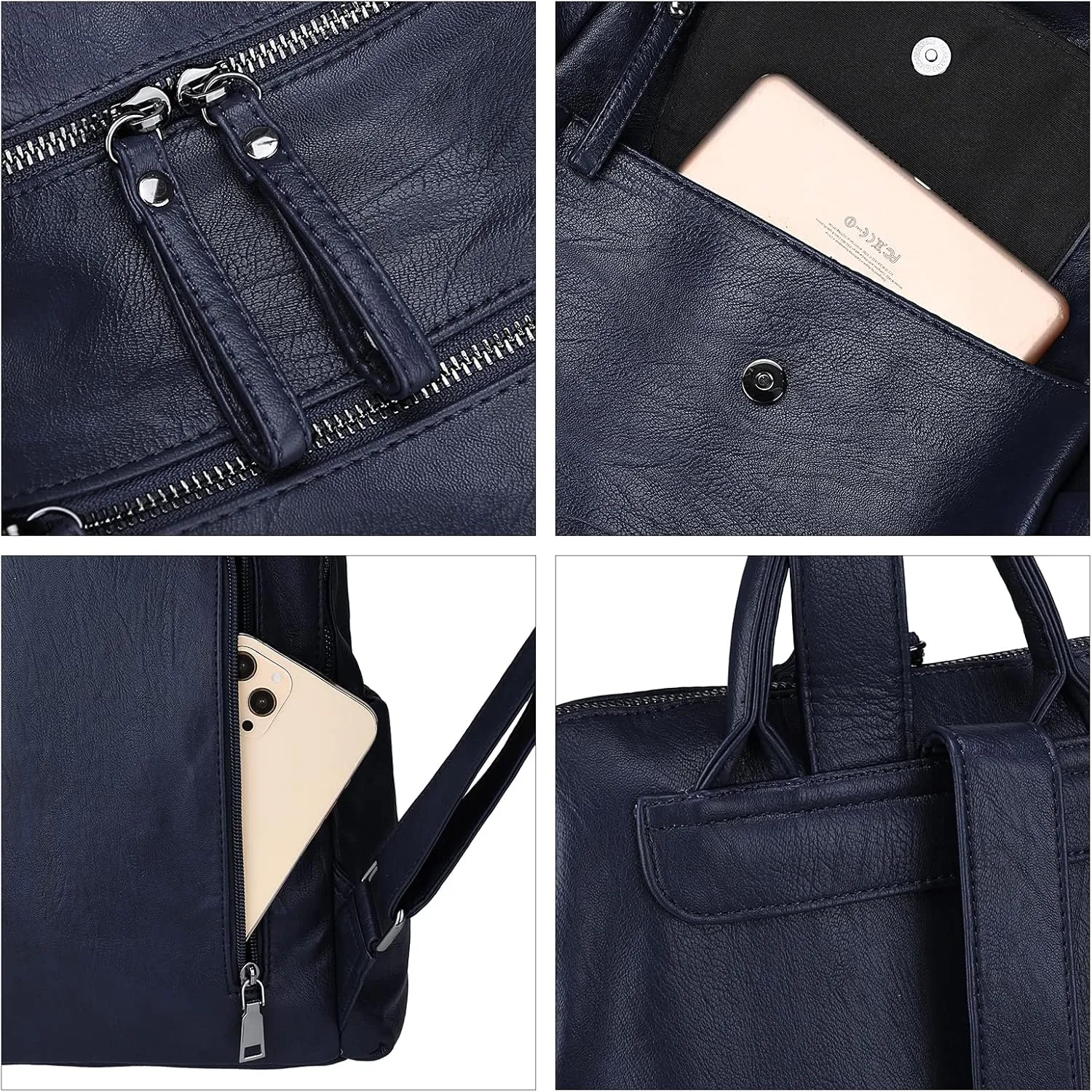 Uromee Backpack Purse for Women Vegan Leather Ladies Fashion Travel Shoulder Bag Convertible