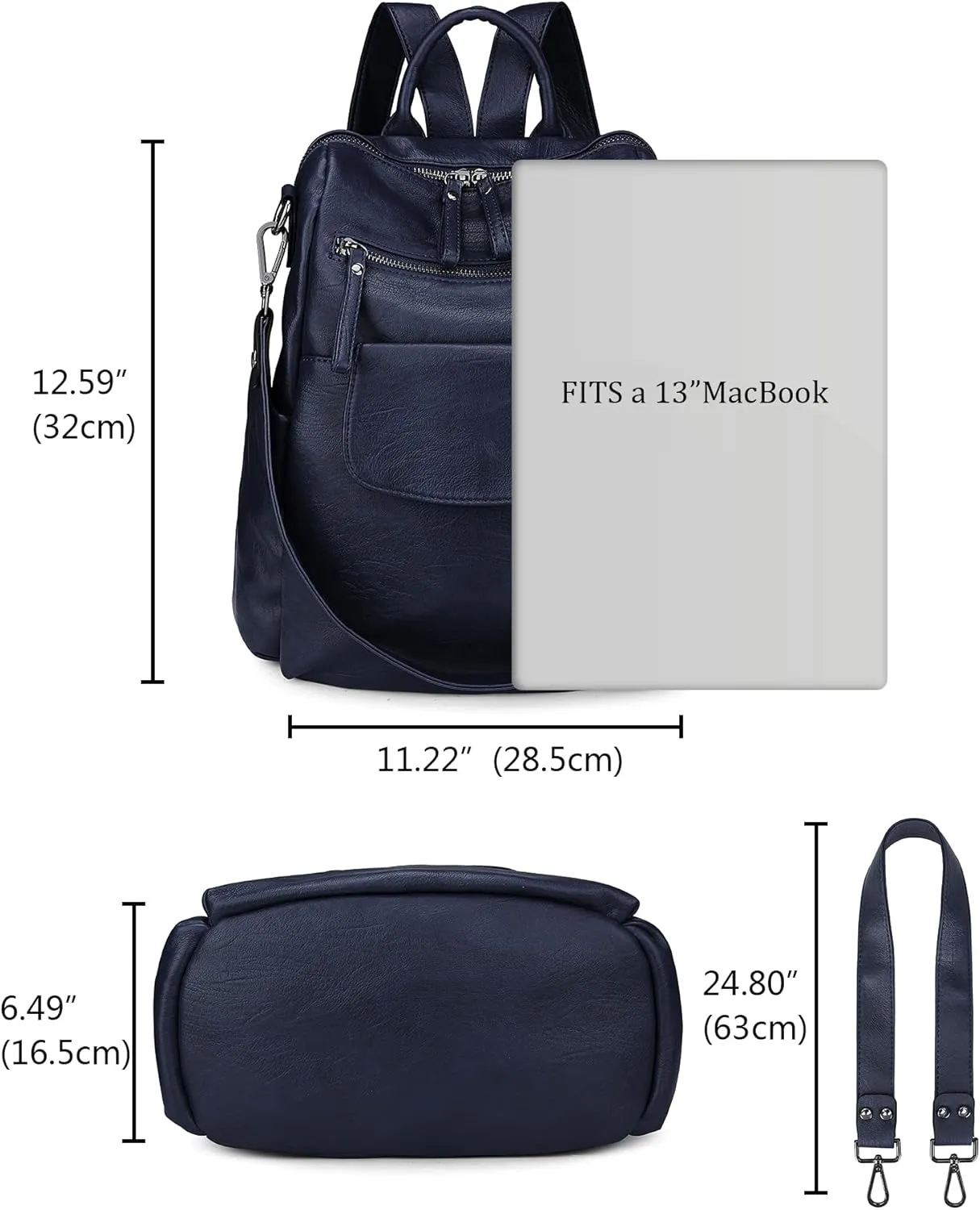 Uromee Backpack Purse for Women Vegan Leather Ladies Fashion Travel Shoulder Bag Convertible