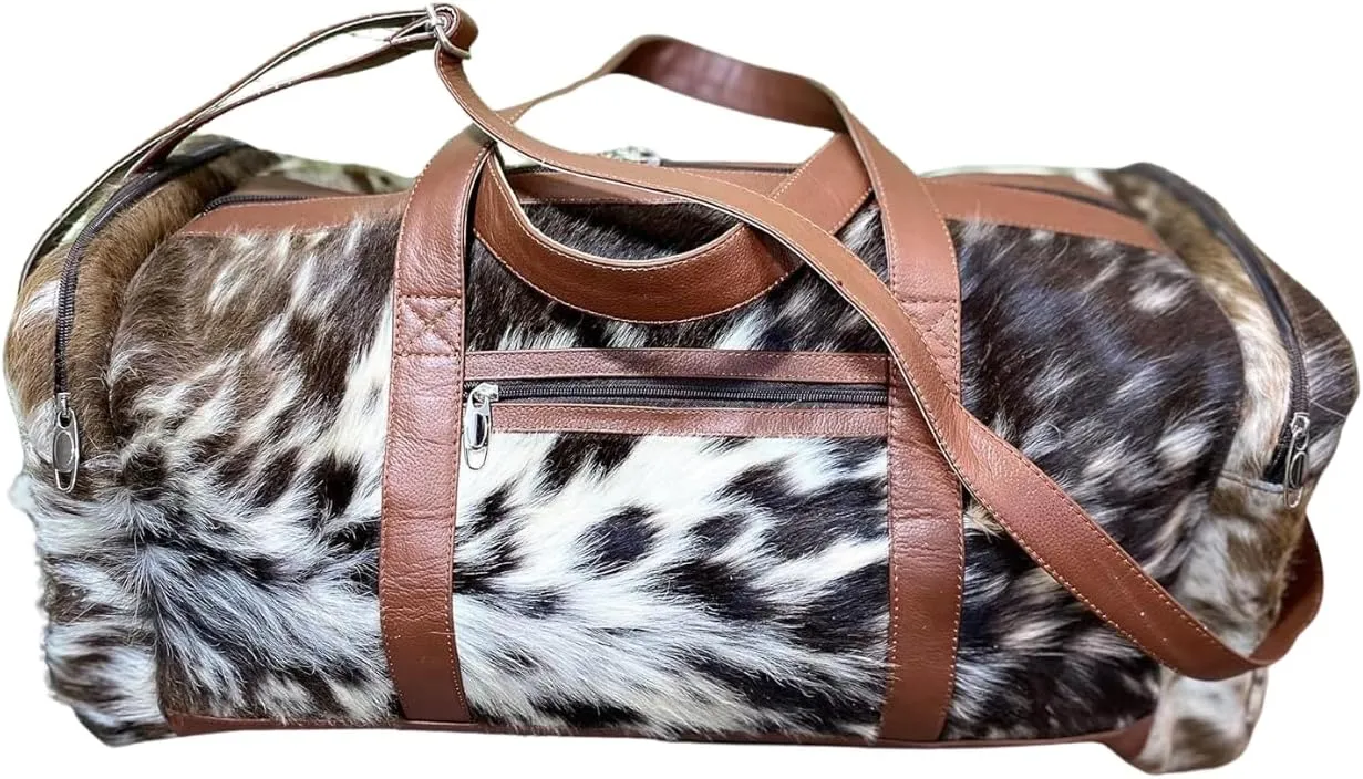 Uroosa Leather Cowhide Duffle Bag | Leather Duffel Bag is for both Men and Women | Made with Cow Skin | Special designed for Gifts, sports, Gym, and Multi-Purpose Uses