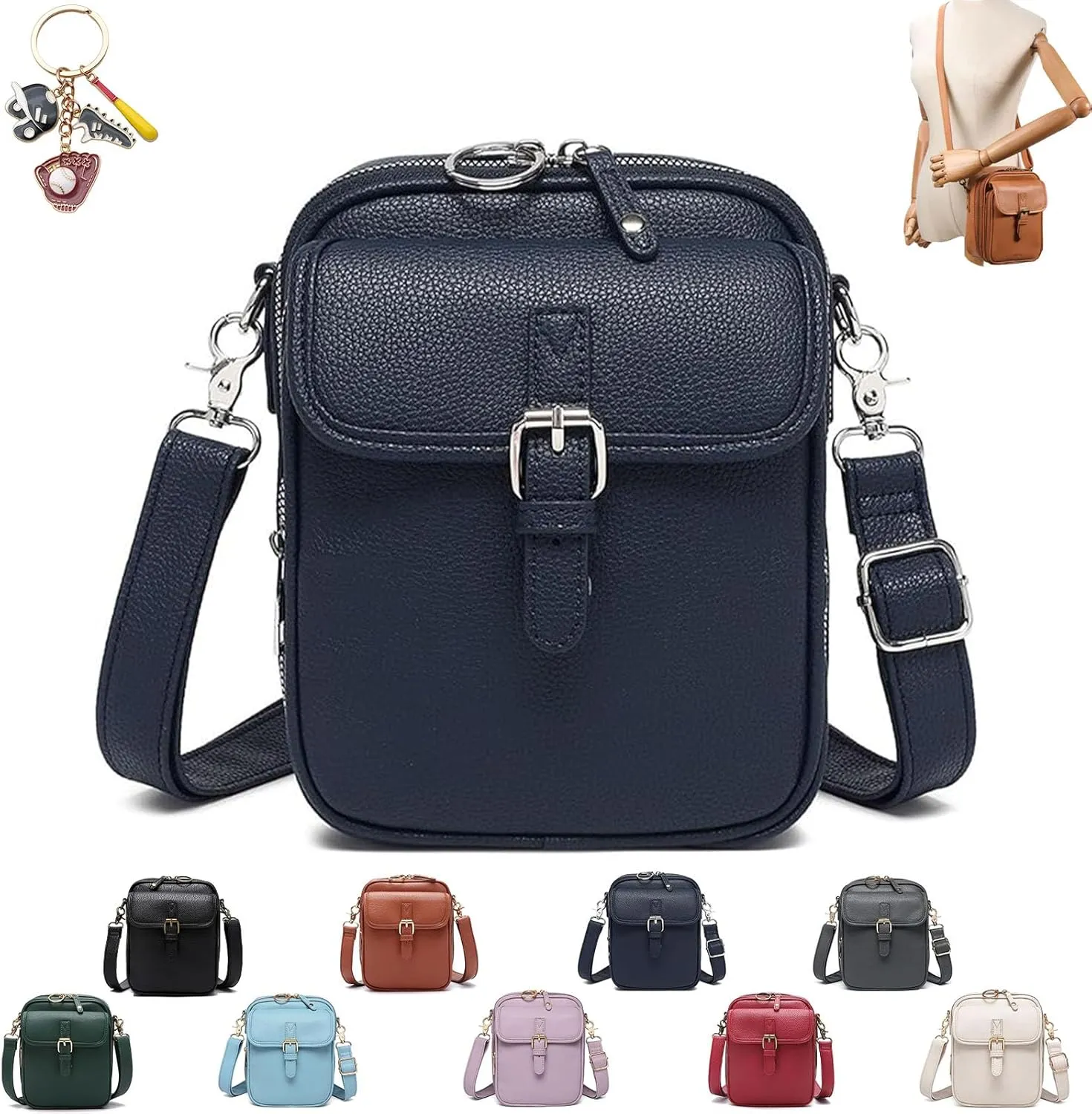 Urvash Crossbody Leather Bag for Women, Adjustable Shoulder Strap, Multi-Slot Multifunctional Large Capacity Bags