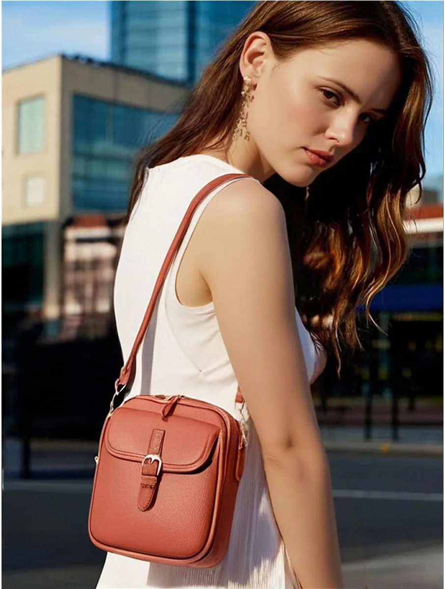 Urvashi Crossbody Anti Theft Leather Bag,Retro Double-Layer Large Capacity Mini Crossbody Bags,Vintage Messenger Bag
