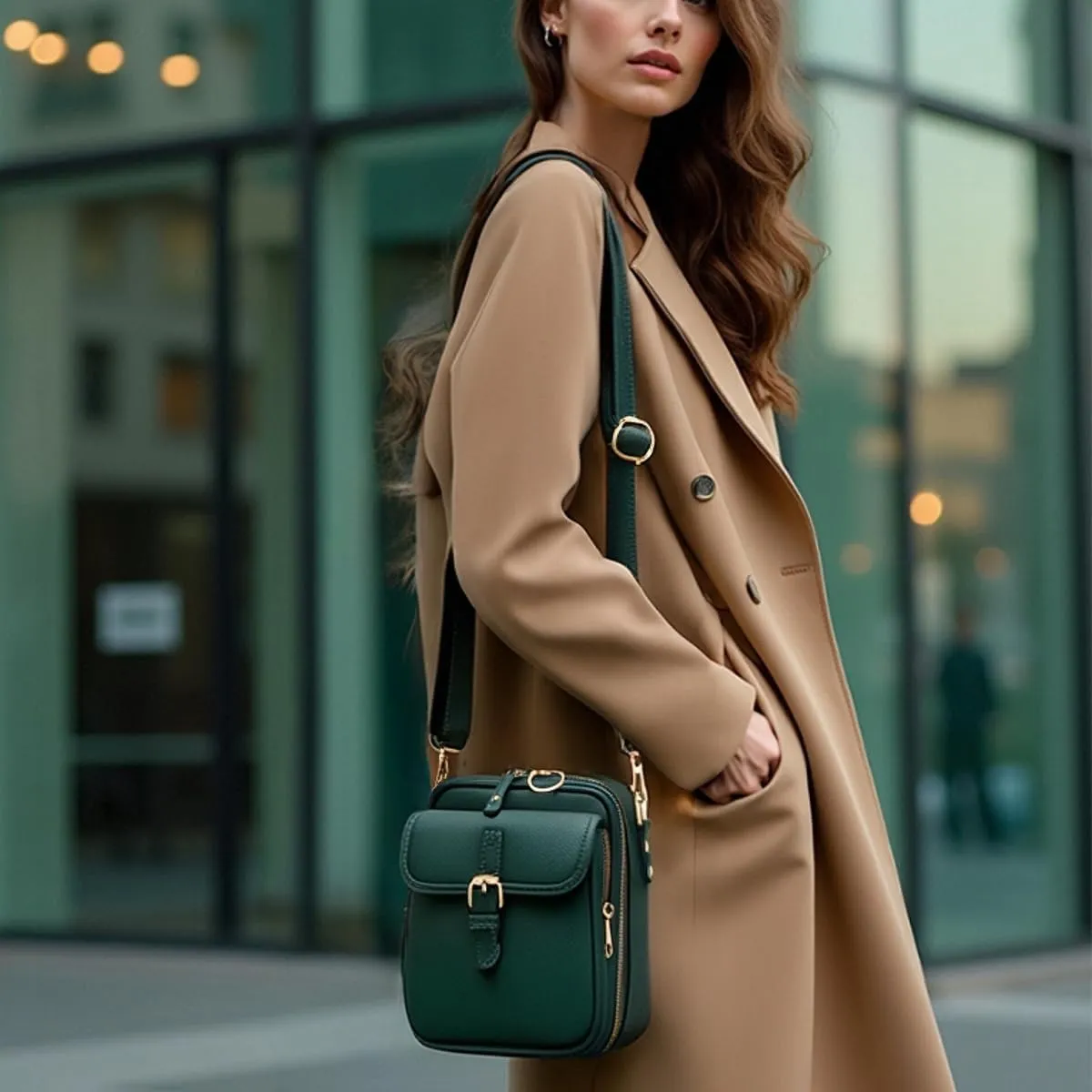 Urvashi Crossbody Anti Theft Leather Bag,Retro Double-Layer Large Capacity Mini Crossbody Bags,Vintage Messenger Bag