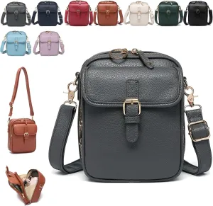 Urvashi Crossbody Bag, Tojoyride Crossbody Leather Bag, Vintage Double Layer Large Capacity Messenger Bag with Card Slot