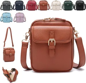 Urvashi Crossbody Bag, Tojoyride Crossbody Leather Bag, Vintage Double Layer Large Capacity Messenger Bag with Card Slot