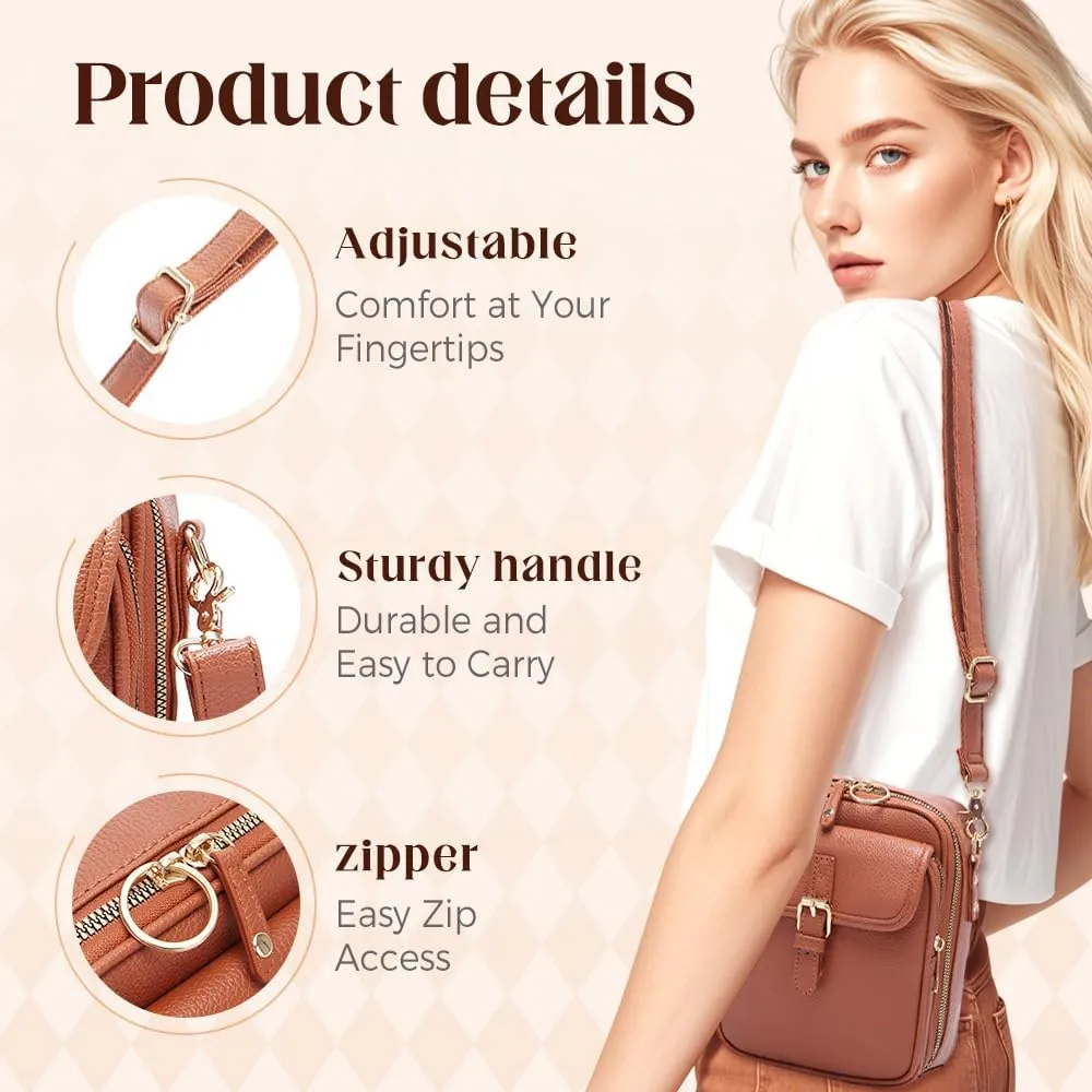 Urvashi Crossbody Leather Bag, Womens Large Capacity Sling Bag Crossbody, Minimalist Versatile Women's Casual Bag