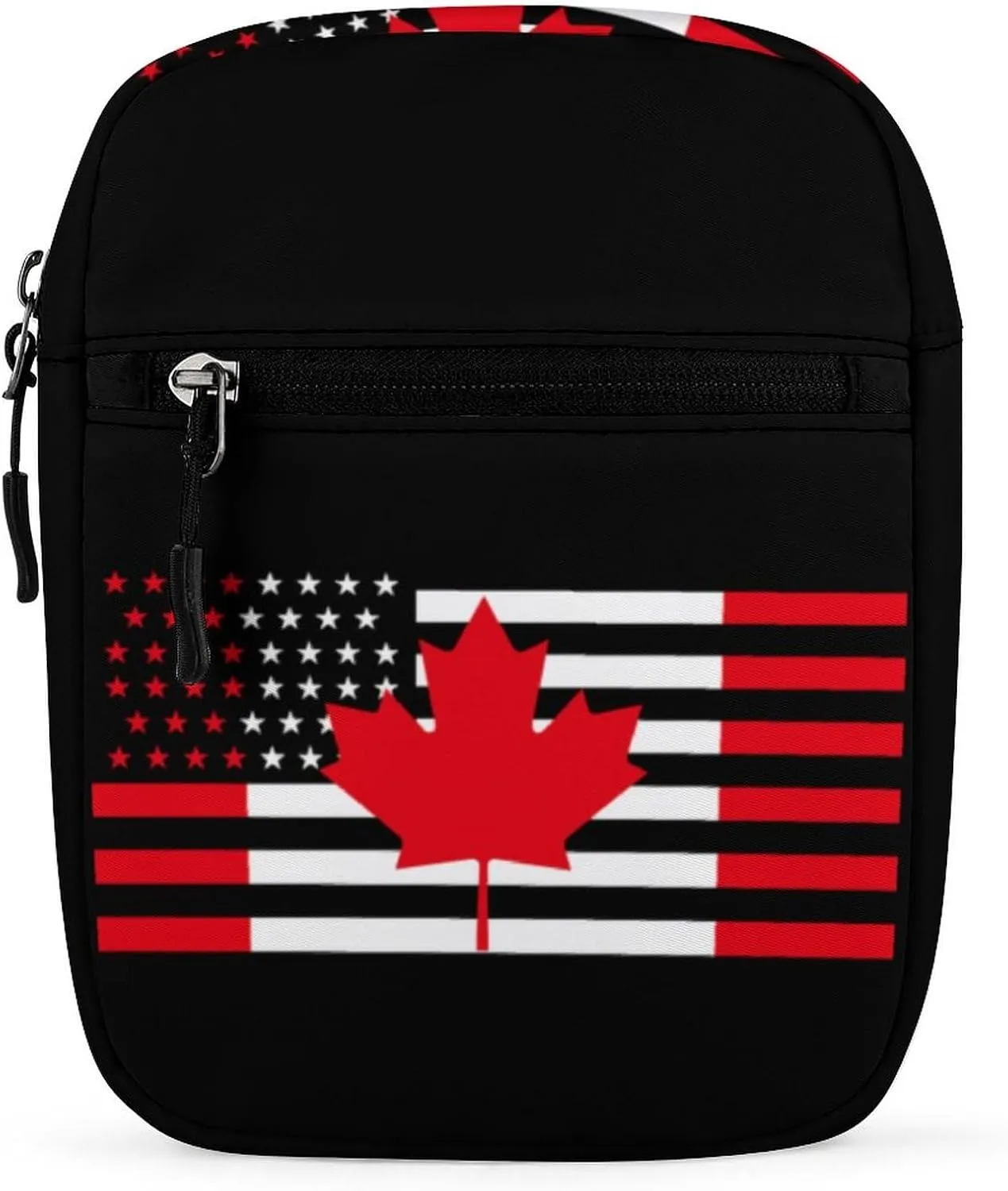 USA Canada Flag Crossbody Bag Casual Belt Bag Sling Purse with Adjustable Strap for Travel Hiking
