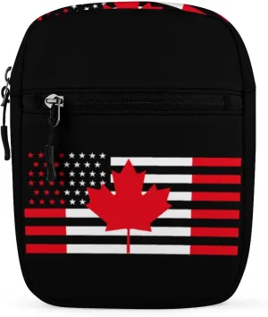 USA Canada Flag Crossbody Bag Casual Belt Bag Sling Purse with Adjustable Strap for Travel Hiking