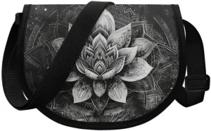 Uskorhein Fractal Butterfly Lotus Graffiti Hippie Dog Nylon Crescent Crossbody Bag for Women Men Mini Messenger Satchel Bag