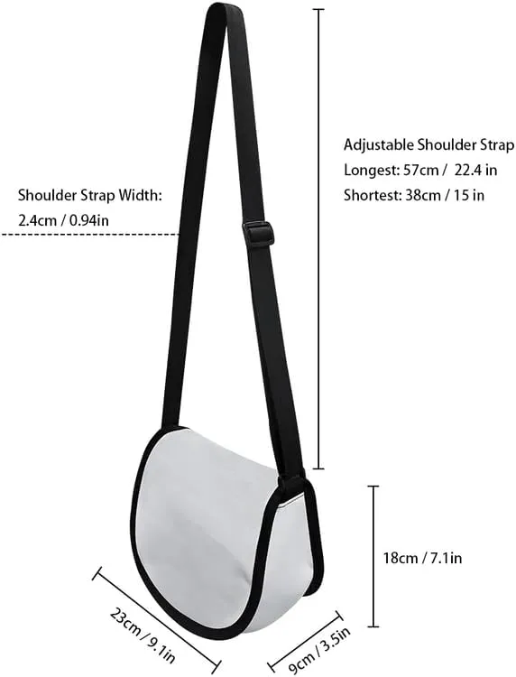 Uskorhein Fractal Butterfly Lotus Graffiti Hippie Dog Nylon Crescent Crossbody Bag for Women Men Mini Messenger Satchel Bag