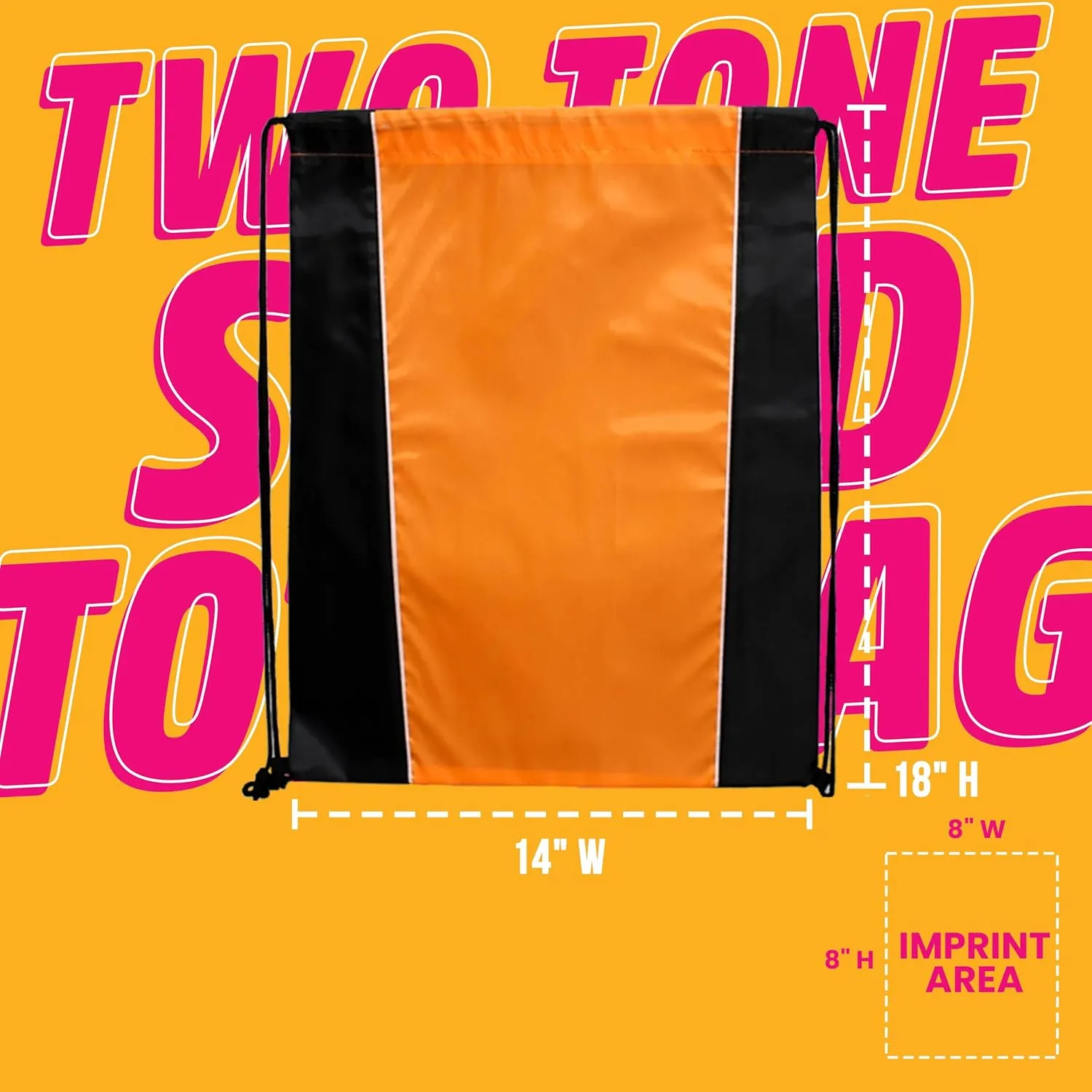 USMG Custom Two-Tone Drawstring Tote Bags - Single Color Imprint for Promotions, Gifts, & Events
