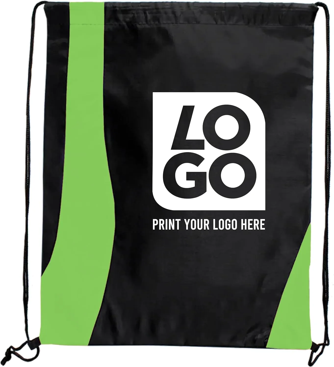USMG Custom Two-Tone Wavy Drawstring Tote Bags - Single Color Imprint for Promotions, Gifts & Events