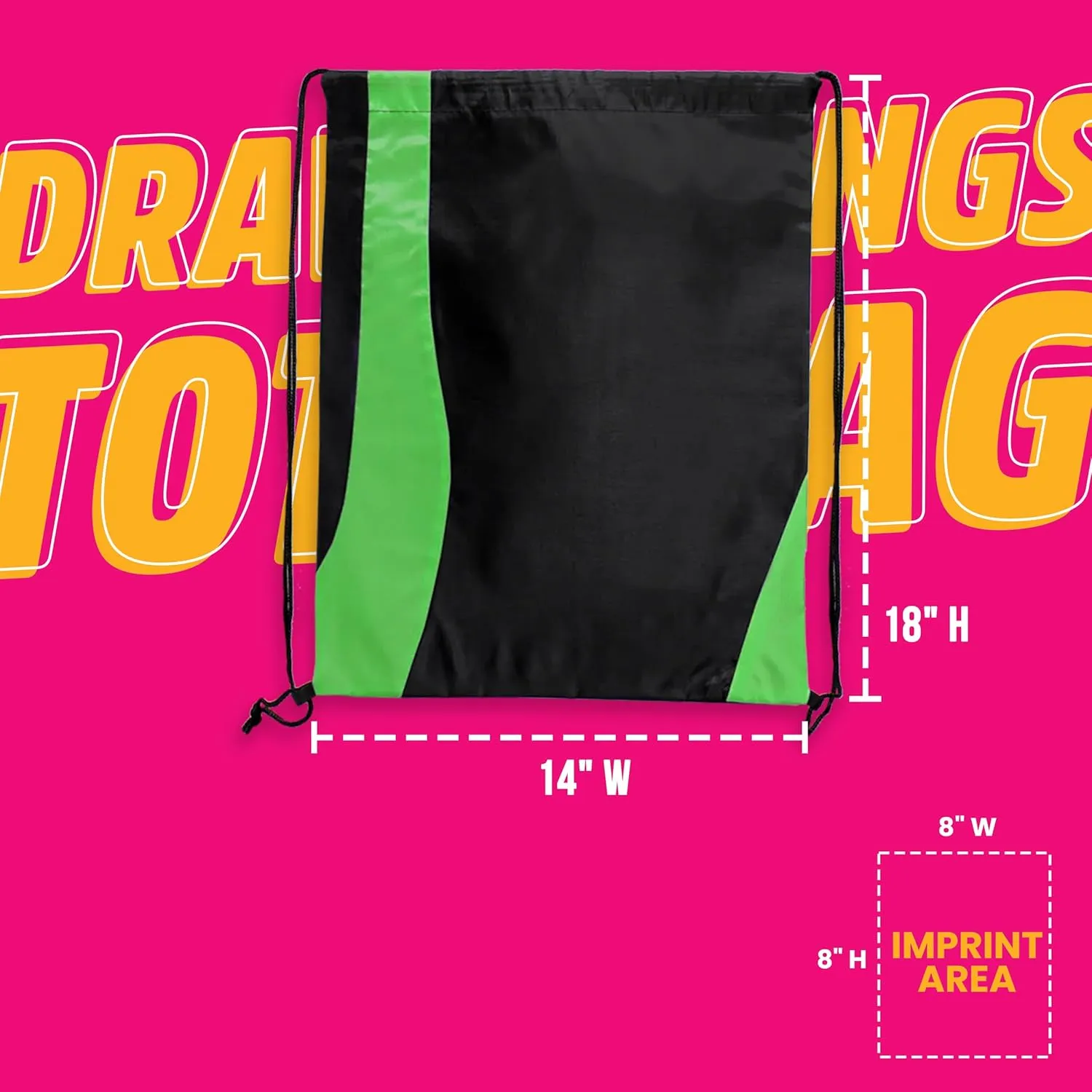 USMG Custom Two-Tone Wavy Drawstring Tote Bags - Single Color Imprint for Promotions, Gifts & Events