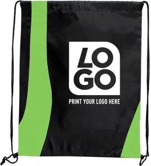 USMG Custom Two-Tone Wavy Drawstring Tote Bags - Single Color Imprint for Promotions, Gifts & Events