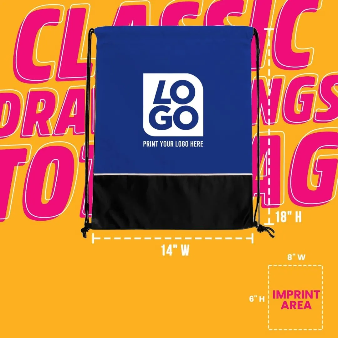 USMG Two Tone Classic Drawstring Tote Bags with Single Color Imprint for Marketing & Events