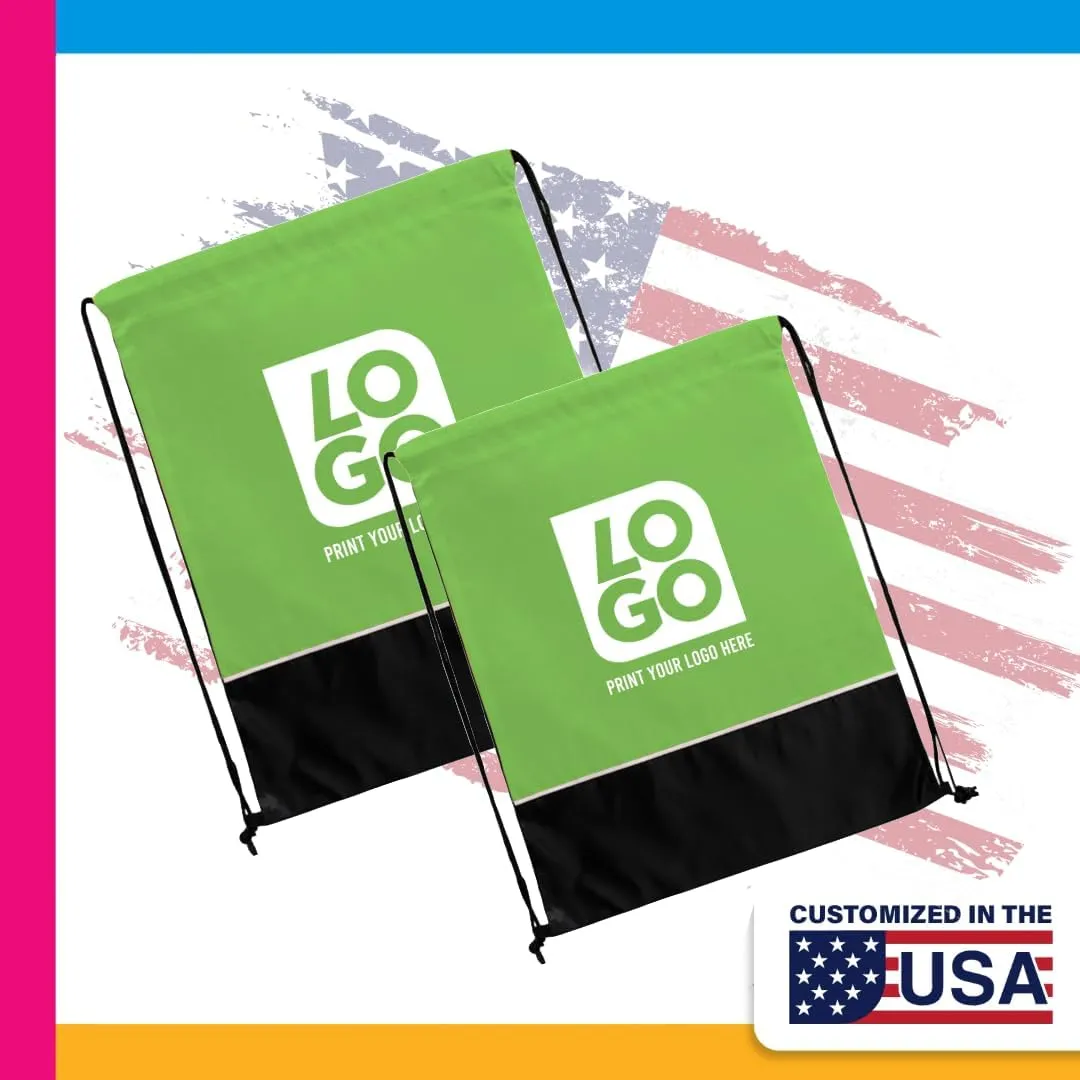 USMG Two Tone Classic Drawstring Tote Bags with Single Color Imprint for Marketing & Events