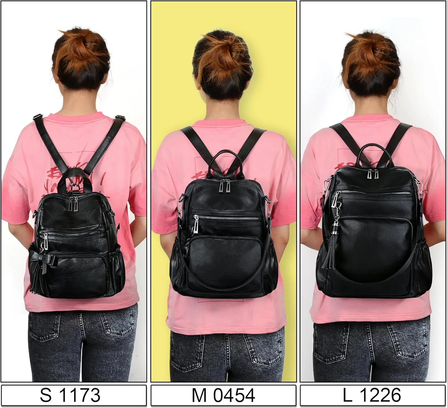 UTO Women Backpack Purse Leather Vegan Ladies Fashion Designer Rucksack Convertible Travel Shoulder Bag with Tassel