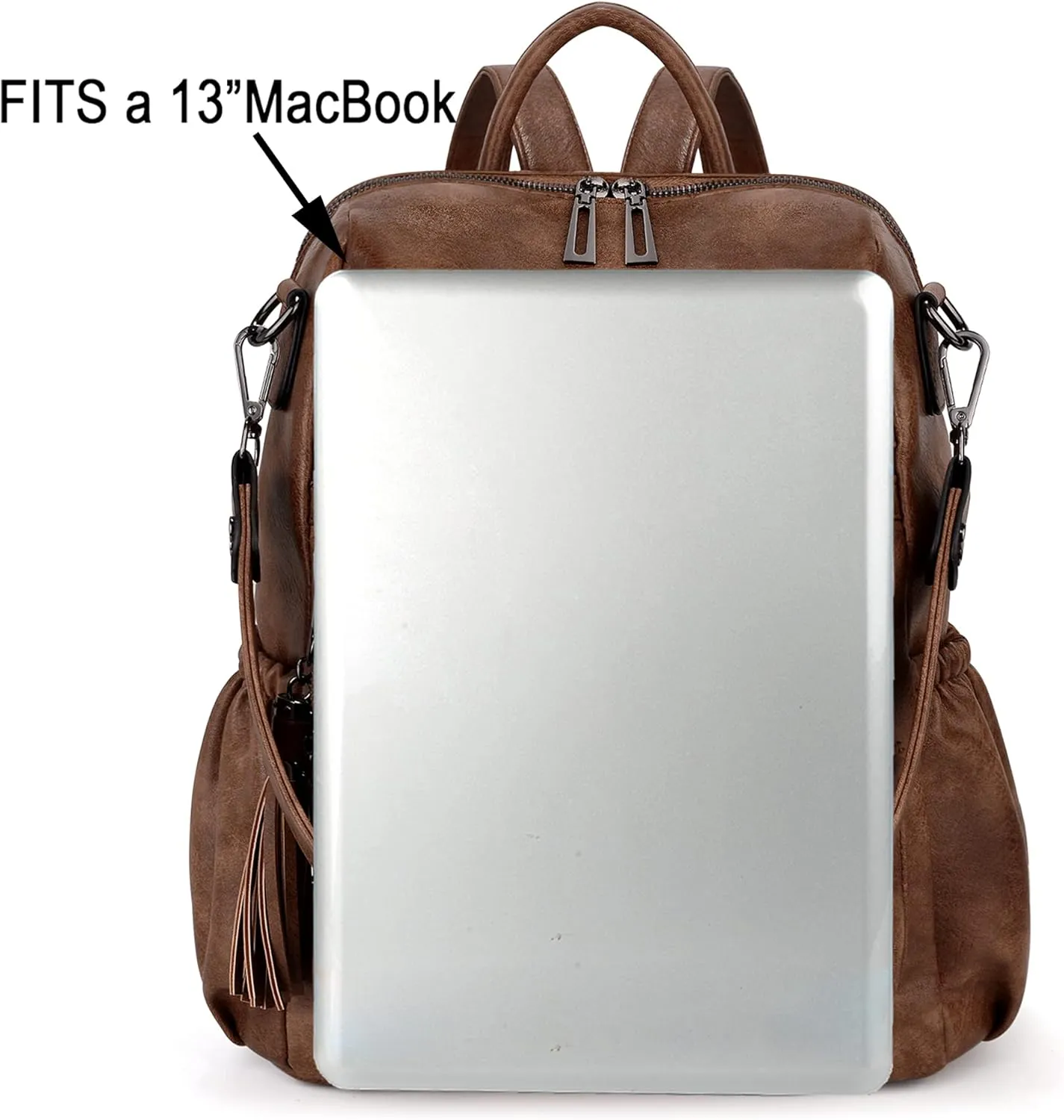 UTO Women Backpack Purse Leather Vegan Ladies Fashion Designer Rucksack Convertible Travel Shoulder Bag with Tassel