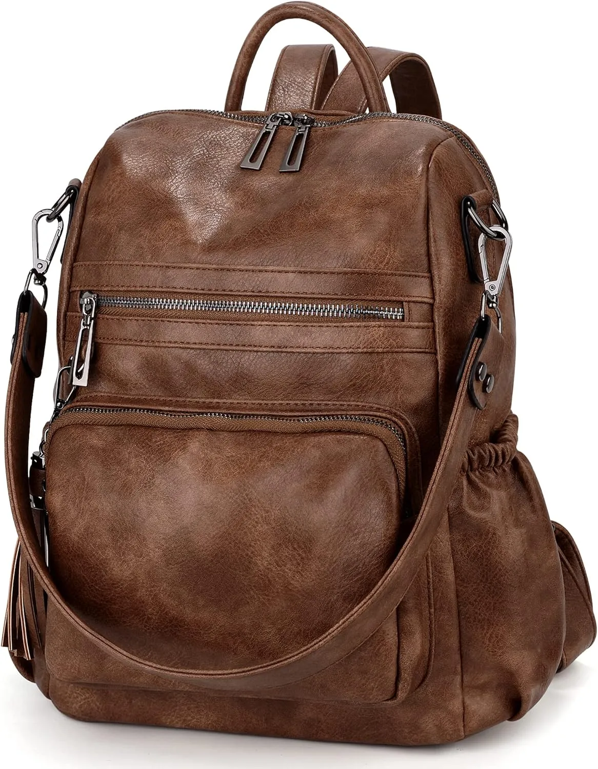 UTO Women Backpack Purse Leather Vegan Ladies Fashion Designer Rucksack Convertible Travel Shoulder Bag with Tassel