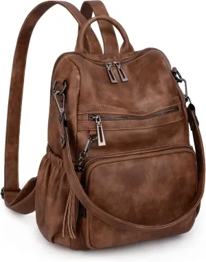 UTO Women Backpack Purse Leather Vegan Ladies Fashion Designer Rucksack Convertible Travel Shoulder Bag with Tassel