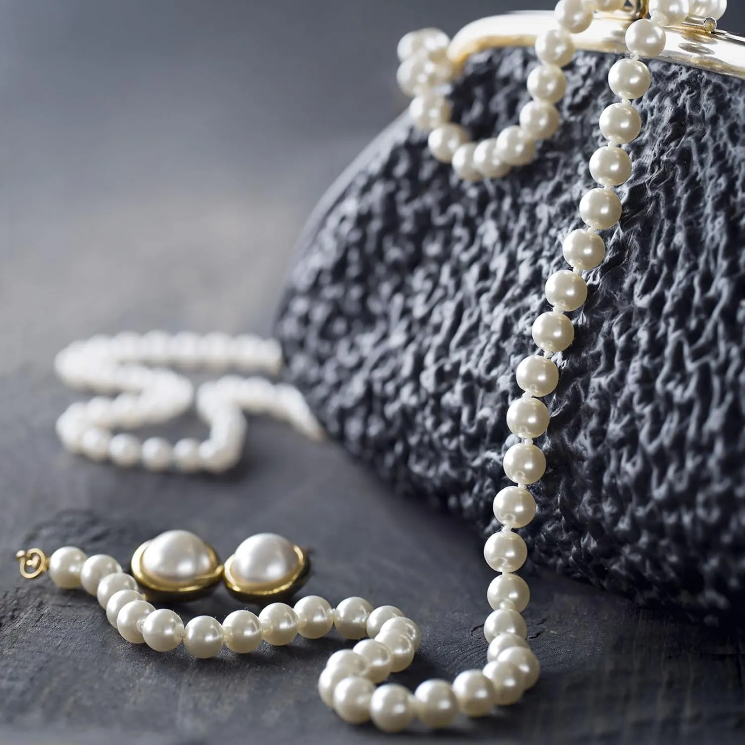 uxcell 2 Pcs Imitation Pearl Purse Strap, 43.3 Inch Handbag Purse Chain with Lobster Clasp Replacement Extender Bead for DIY Decorative Handbags Bags, Silver