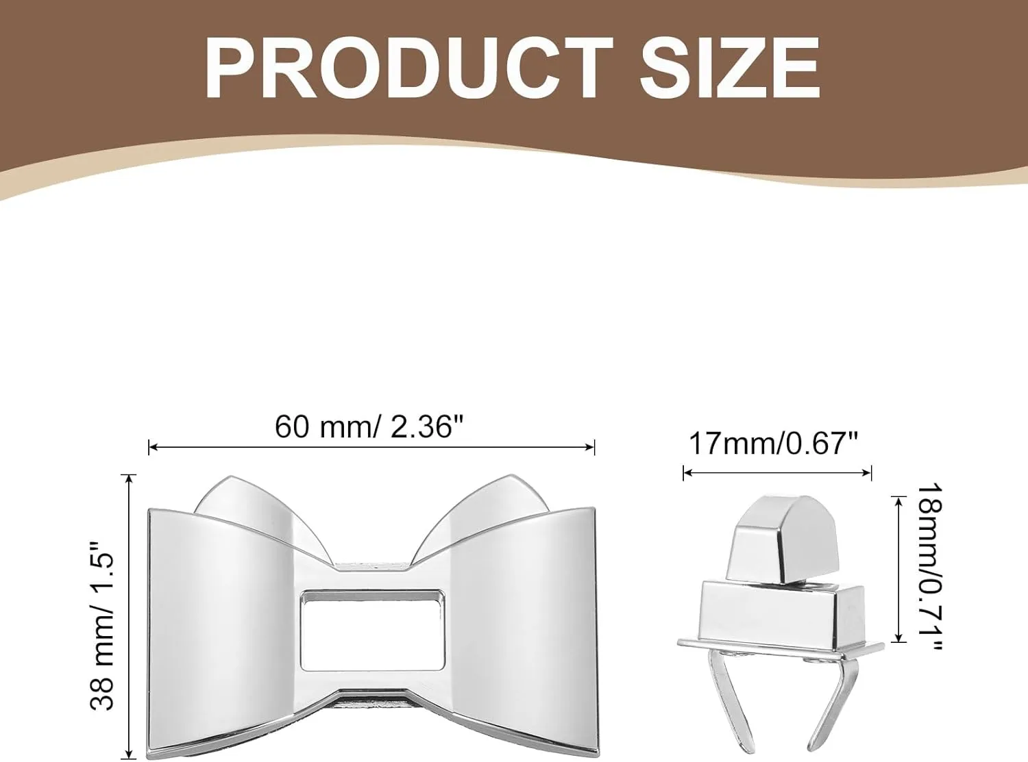 uxcell 2Pcs Twist Turn Lock Clasp, 2.36" x 1.5" Closures Lock Fasteners for Purse Aluminum Alloy Bowknot Bag Closure Clip Hardware Accessories for DIY Handbag Craft, Silver
