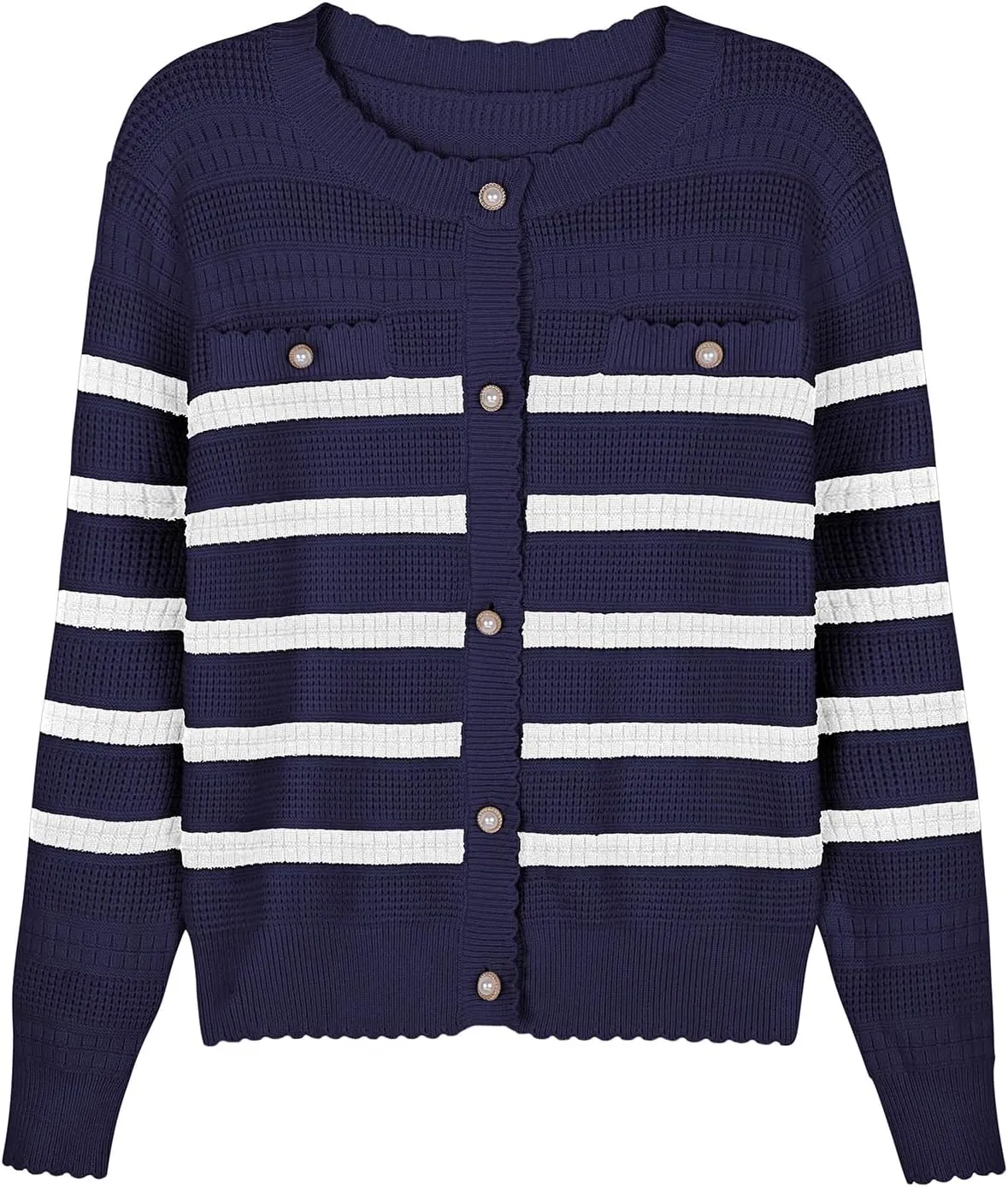 V FOR CITY Cardigan Blazers for Women Knit Tweed Jacket Winter Chunky Cardigans Button Down Sweater Coat with Pockets