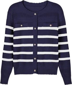 V FOR CITY Cardigan Blazers for Women Knit Tweed Jacket Winter Chunky Cardigans Button Down Sweater Coat with Pockets