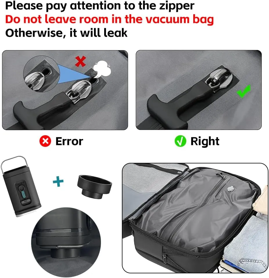 Vacuum Backpack Travel with Pump, 40L Expandable Carry on Compression Backpack Flight Approved for Women Men Fit 17 Inch Laptop with USB Charging Port Business Weekender