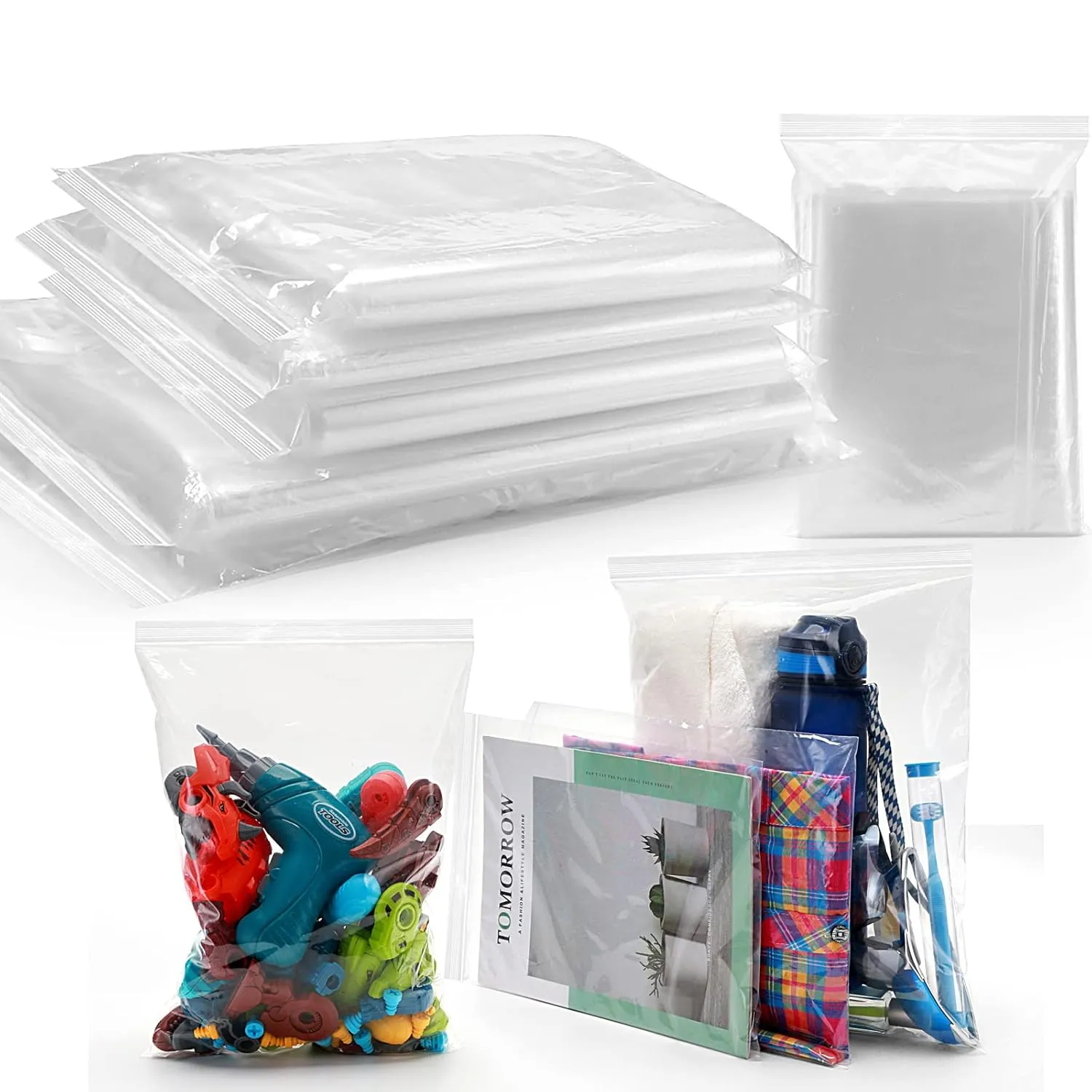 Valchoose 600 Count Large Resealable 2Mil Strong Plastic Zipper Bags - 3 Assorted Sizes: 9 x 12 in, 10 x 13 in, 13 x 15 in (2 Gallon), Easy Zip Open and Close