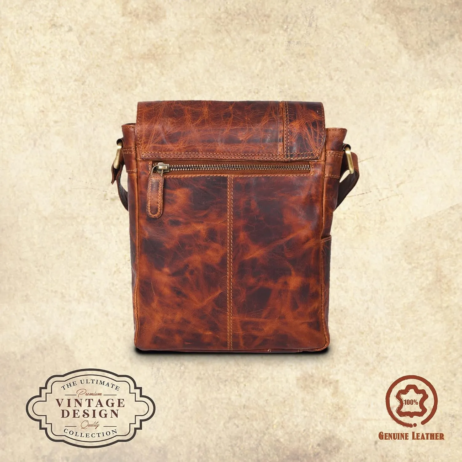 VALENCHI- Genuine Leather Medium Size Crossbody Messenger bag for Men & Women, Perfect Travel Partner