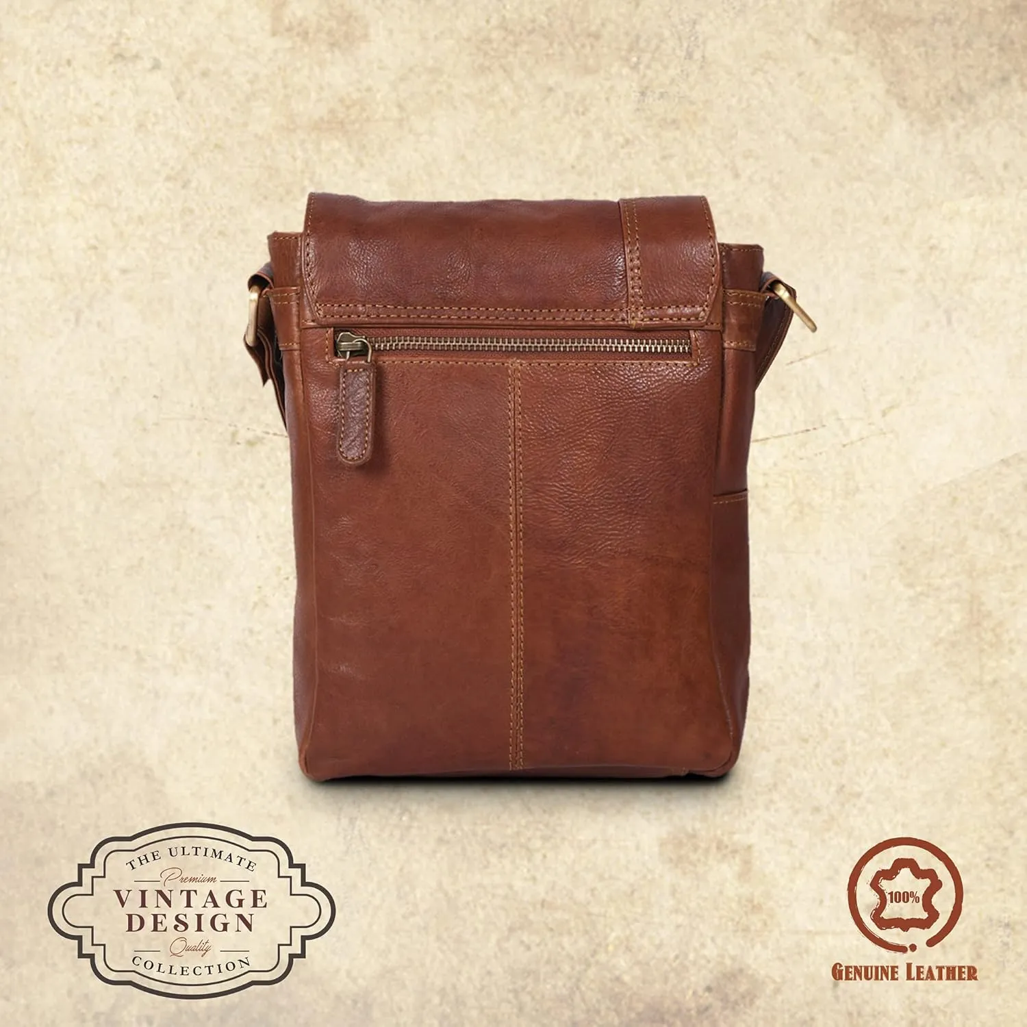 VALENCHI- Genuine Leather Medium Size Crossbody Messenger bag for Men & Women, Perfect Travel Partner
