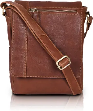 VALENCHI- Genuine Leather Medium Size Crossbody Messenger bag for Men & Women, Perfect Travel Partner