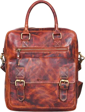 VALENCHI Leather Messenger Bag For Men - Laptop Messenger Briefcase & Shoulder Bag-Office, Work, Travel