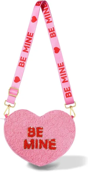 Valentine’s Day Heart Purse for Women Girls Red Pink Beaded Heart Crossbody Bag LOVE XOXO Heart Shoulder Bag Gifts