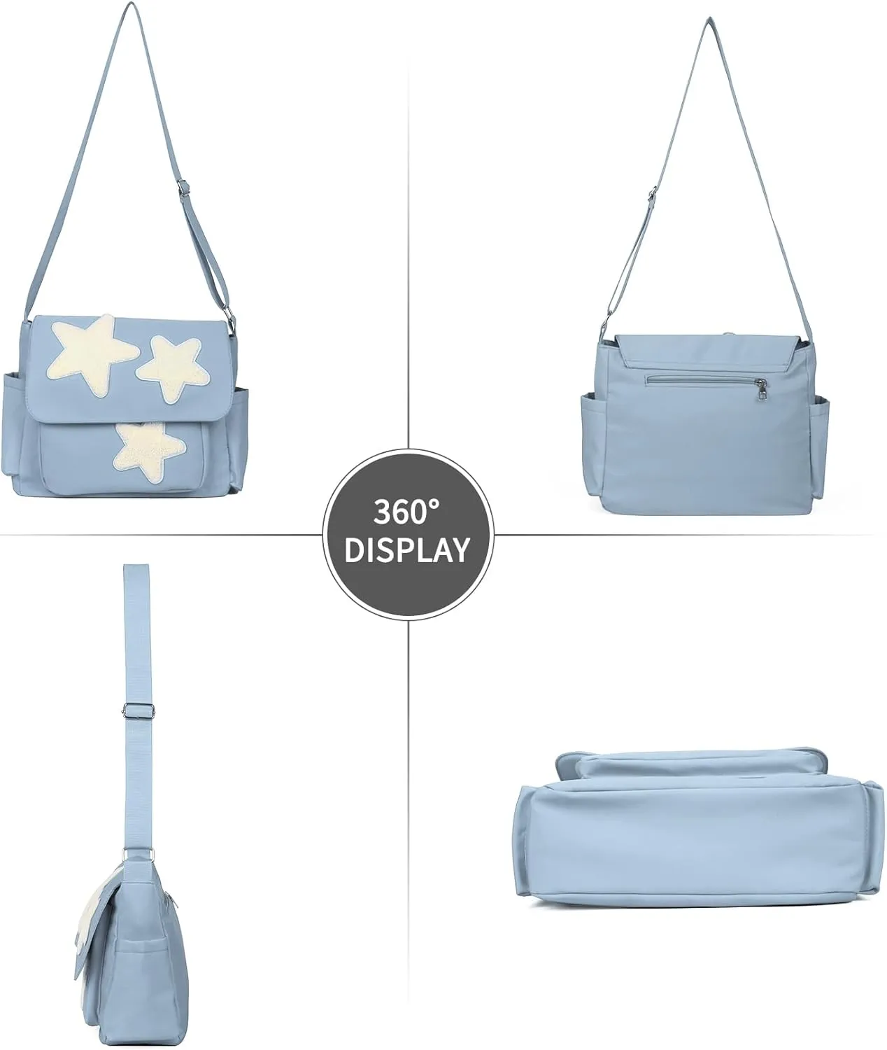 Valleycomfy Messenger Bag,Canvas Messenger Bag with Star Purse,Crossbody Bag for Women