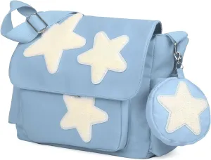 Valleycomfy Messenger Bag,Canvas Messenger Bag with Star Purse,Crossbody Bag for Women