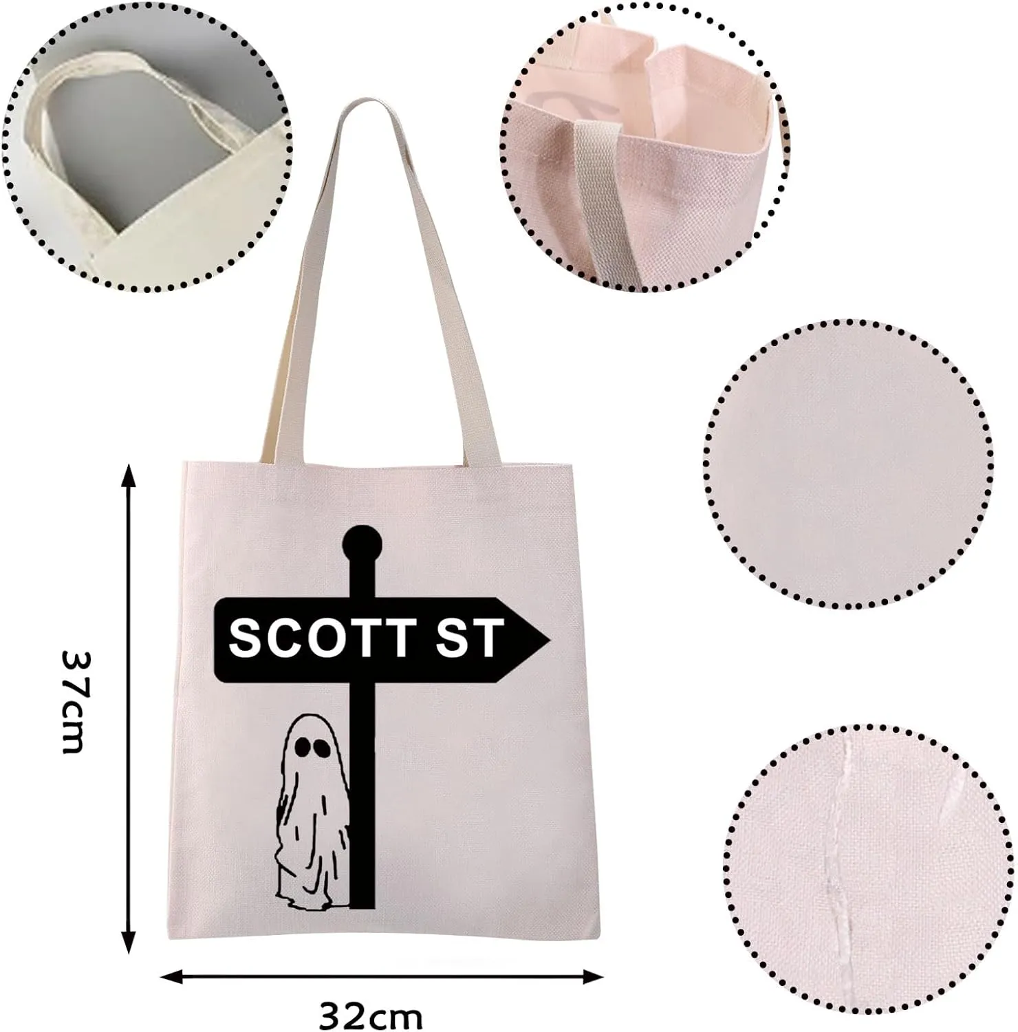 VAMSII Album Music Tote Bag Scott St Ghost Tote Bag Phoebe Shopping Bag for Famdon Girls