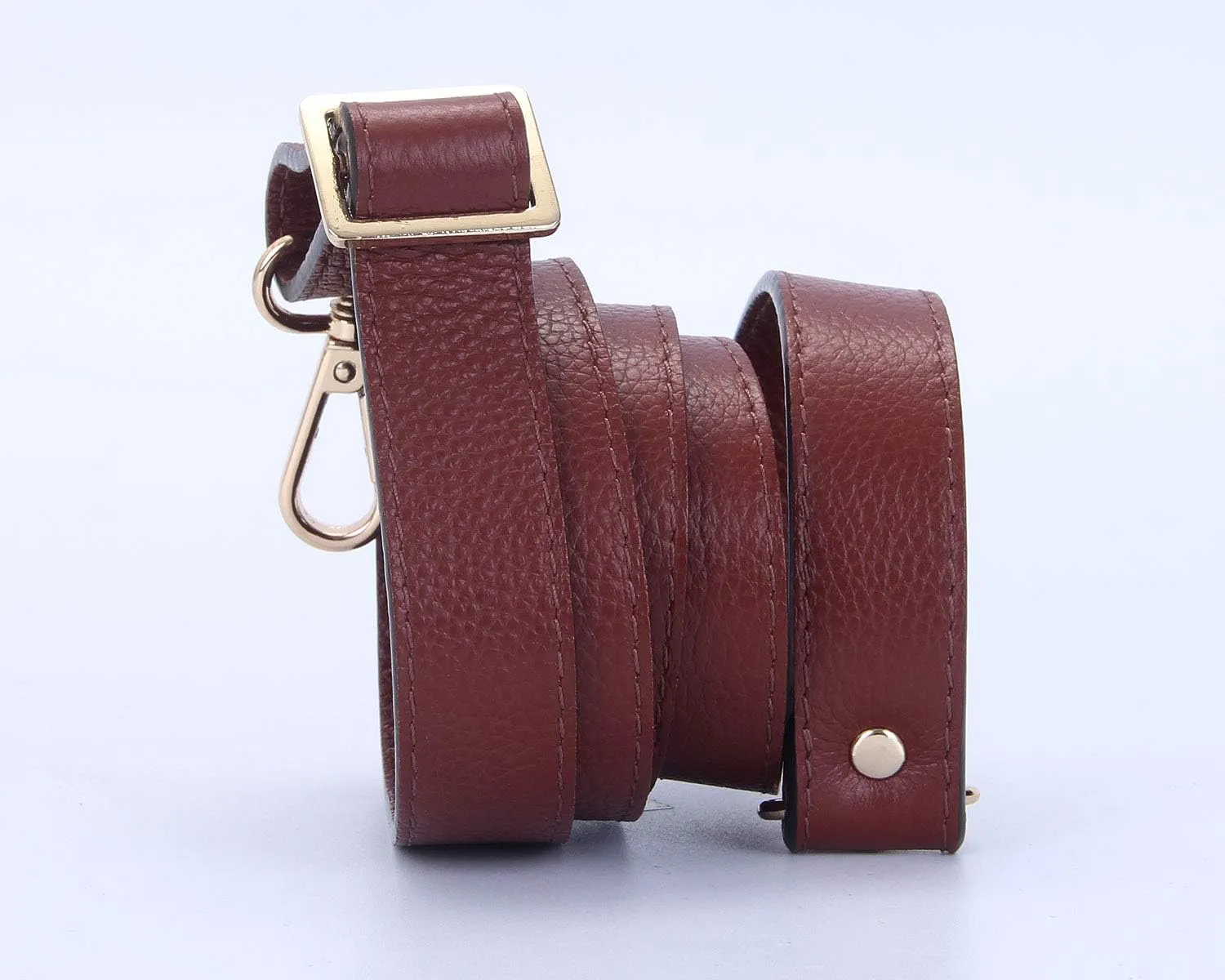 VanEnjoy Full Grain Leather Adjustable Replacement Strap Cross Body Bag Purse (Brownish Red)