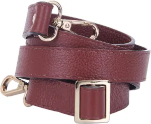 VanEnjoy Full Grain Leather Adjustable Replacement Strap Cross Body Bag Purse (Brownish Red)