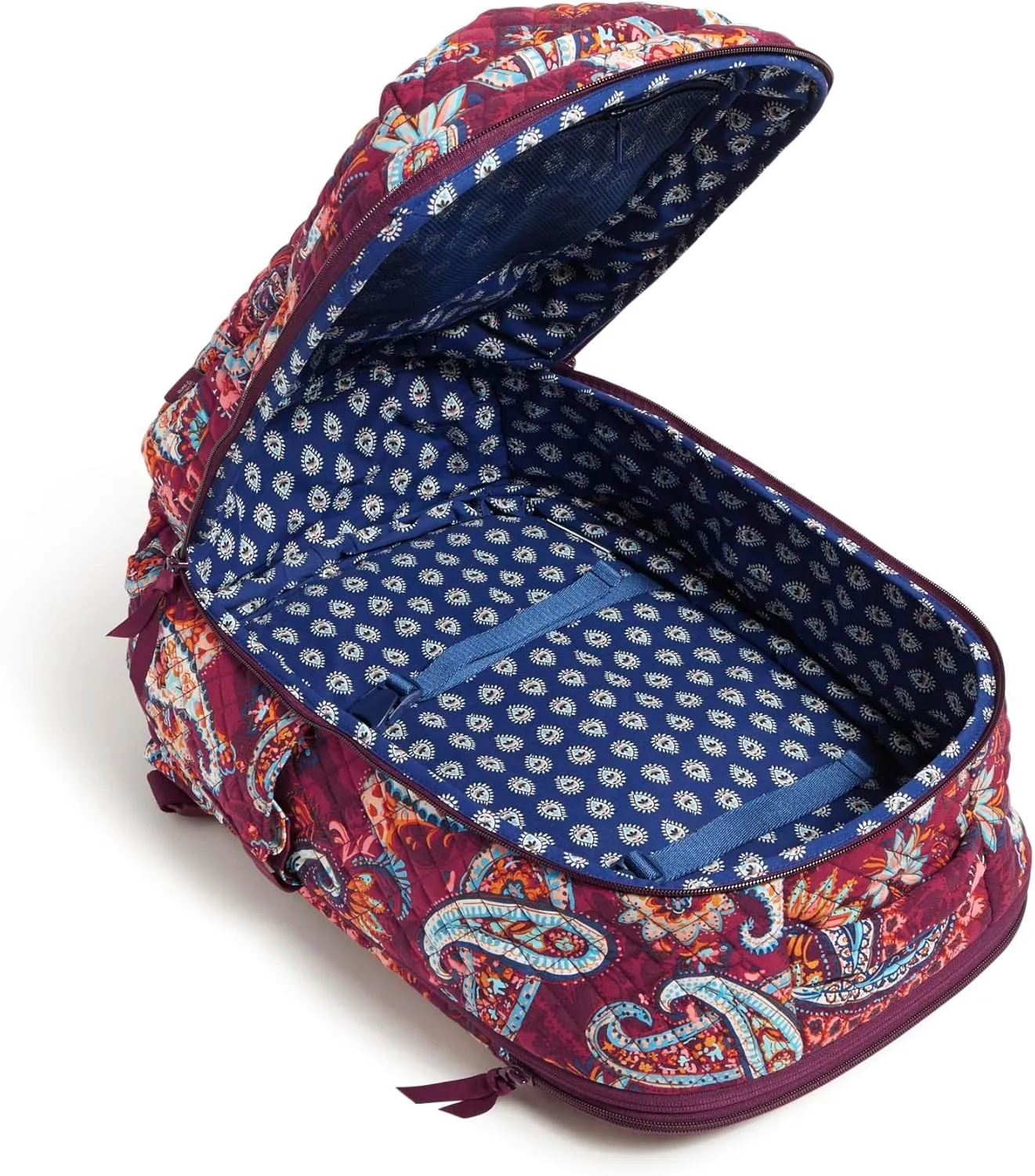Vera Bradley Women's Cotton Large Travel Backpack Travel Bag, Paisley Jamboree - Recycled Cotton, One Size