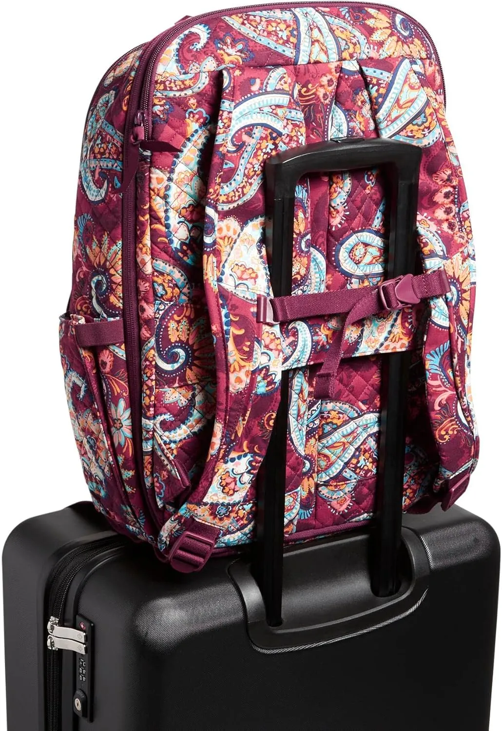 Vera Bradley Women's Cotton Large Travel Backpack Travel Bag, Paisley Jamboree - Recycled Cotton, One Size