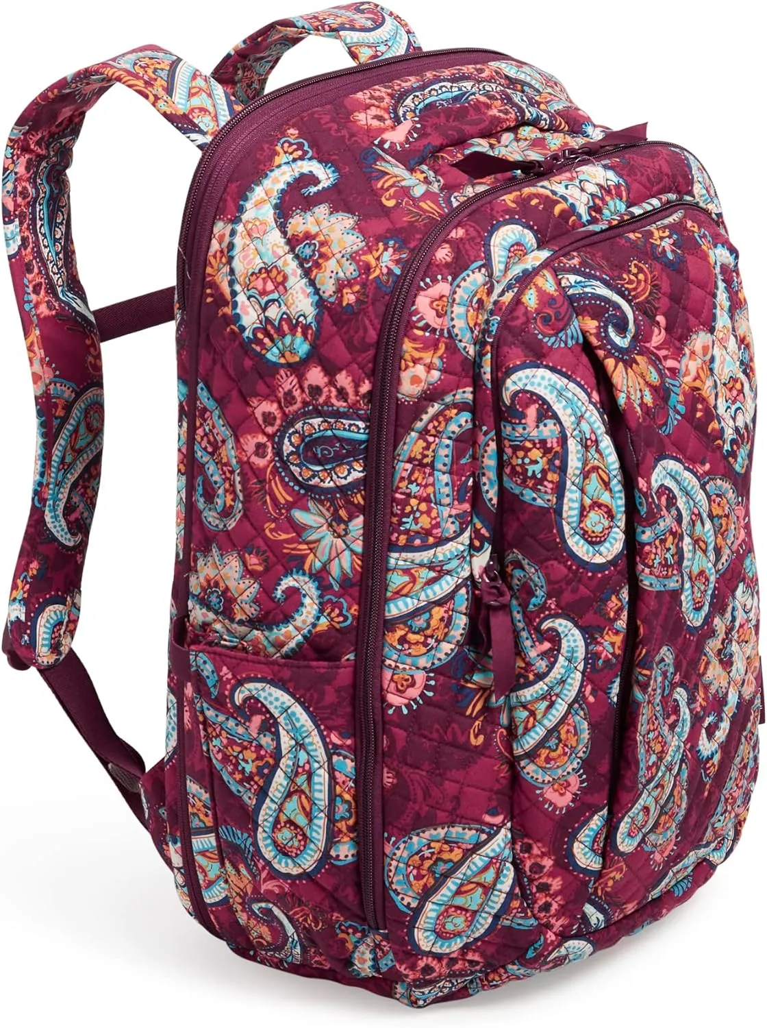 Vera Bradley Women's Cotton Large Travel Backpack Travel Bag, Paisley Jamboree - Recycled Cotton, One Size