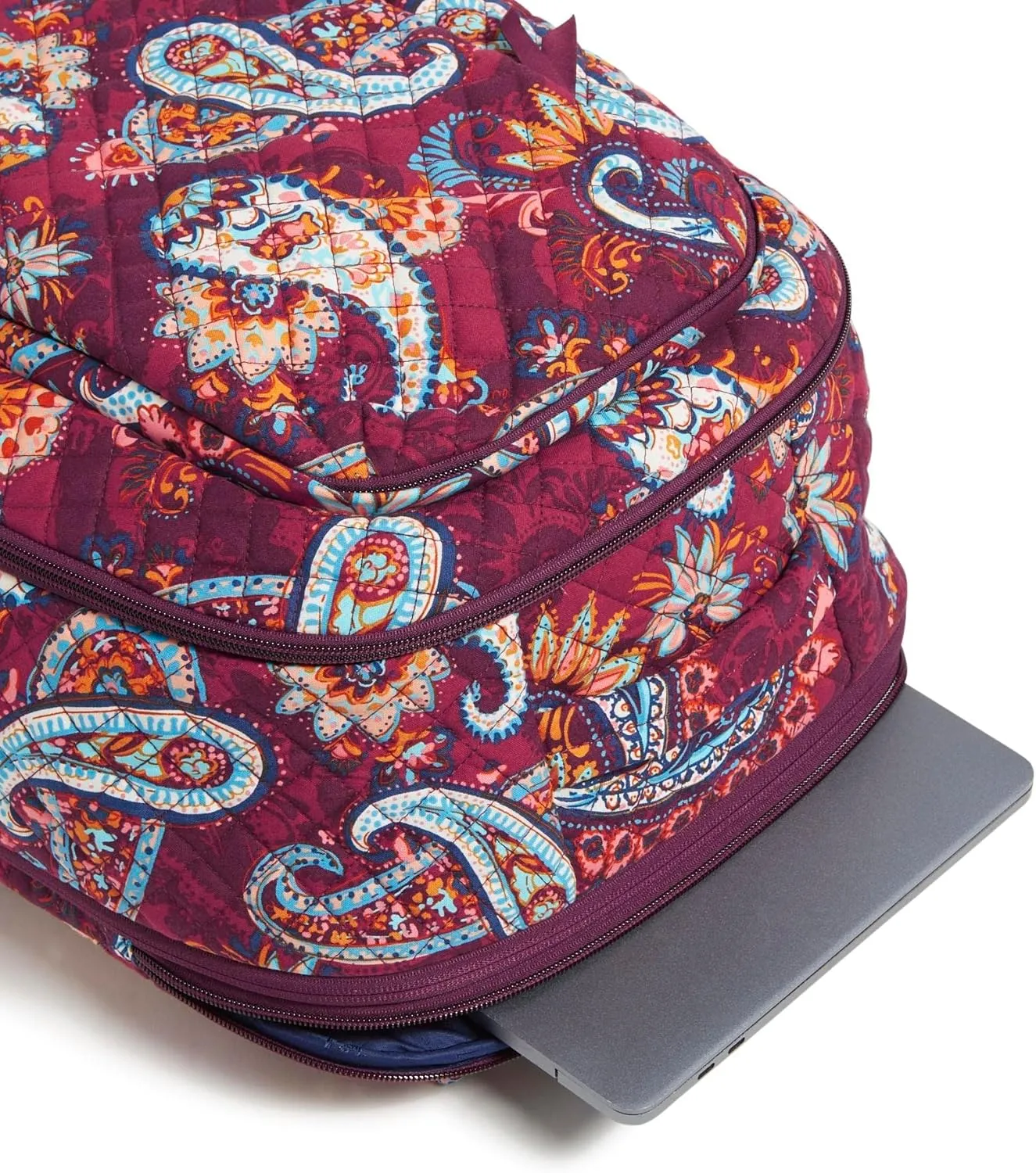 Vera Bradley Women's Cotton Large Travel Backpack Travel Bag, Paisley Jamboree - Recycled Cotton, One Size