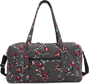 Vera Bradley Women's Cotton Large Travel Duffel Bag, Perennials Noir Dot, One Size