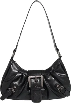 Verdusa Women's Buckle Leather Shoulder Handbags Vintage Top Handle Crescent Underarm Bag