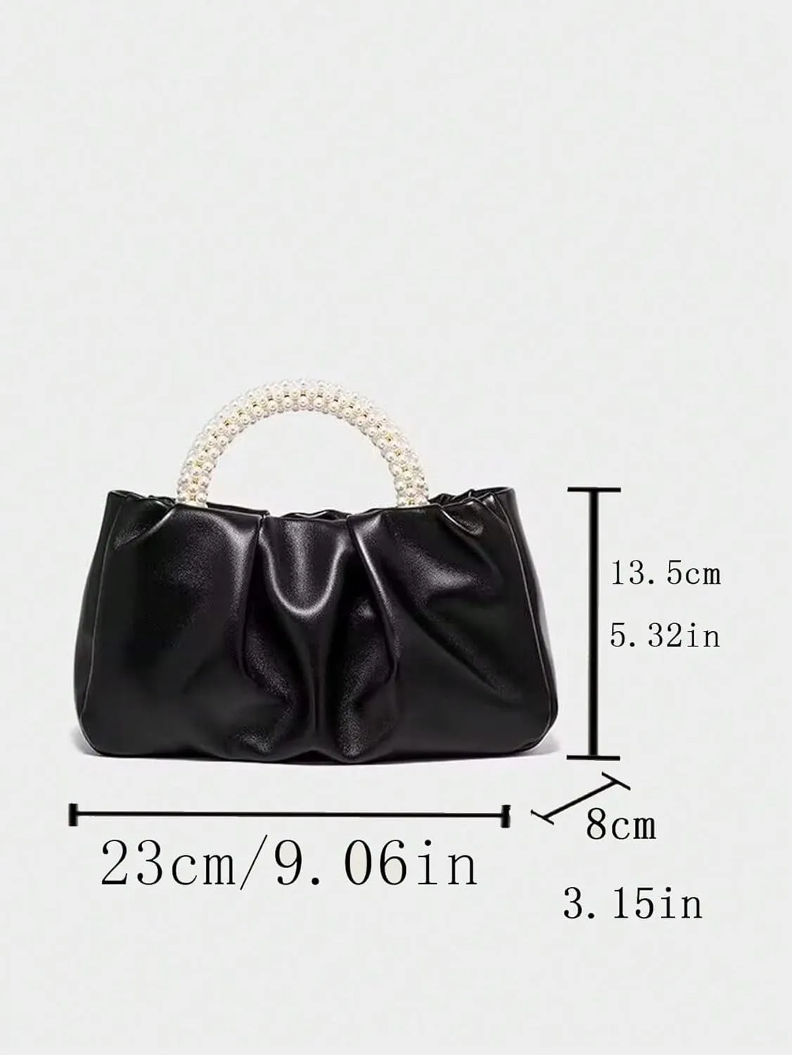 Verdusa Women's Evening Purses Pearl Clutch Handbags Leather Ruched Crossbody Bag